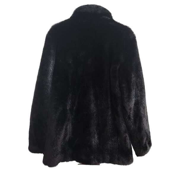 Pacific Rose Womens Black Faux Fur Mob Wife Old Money Indie Sleaze Coat Large - Picture 2 of 6